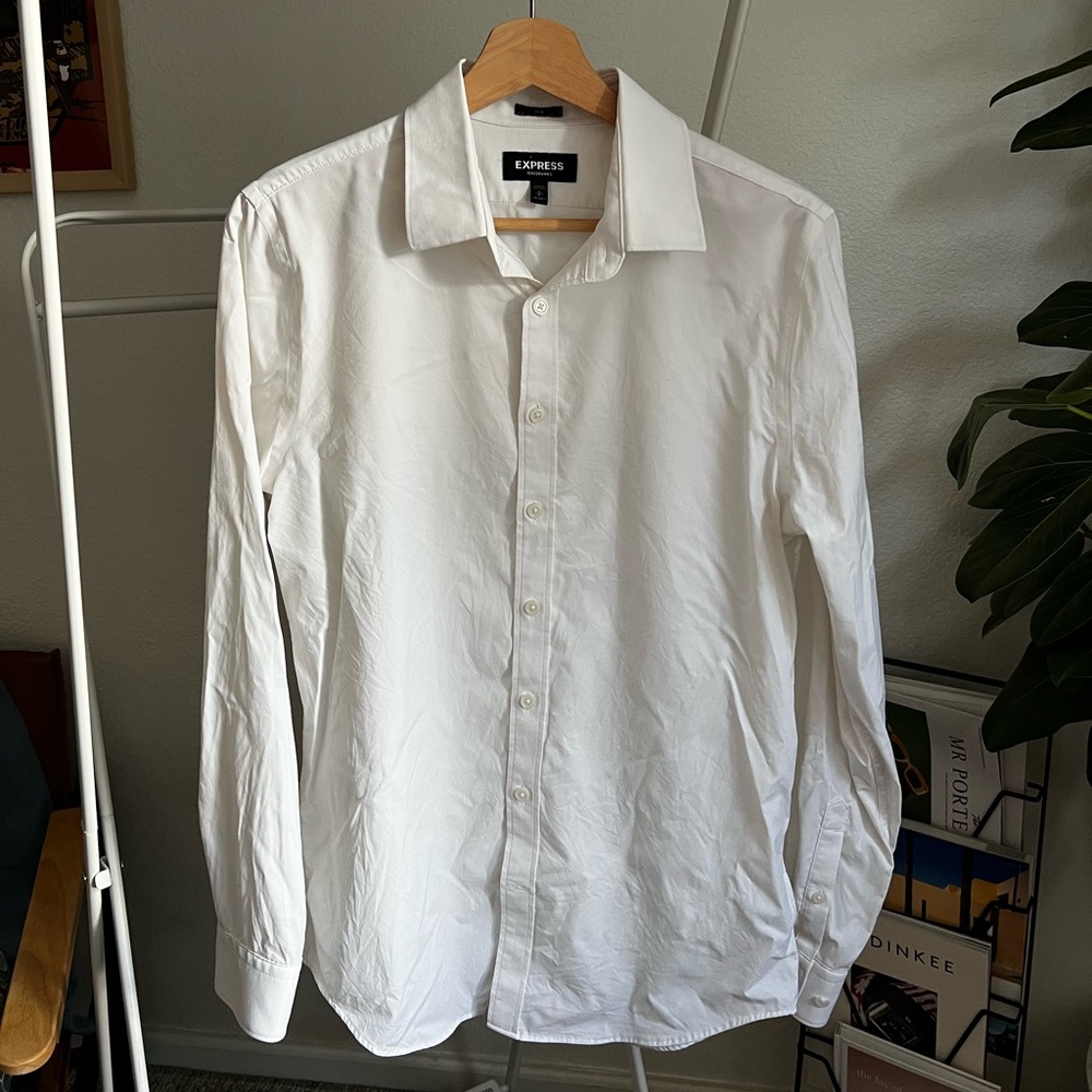 Express White Performance Dress Shirt